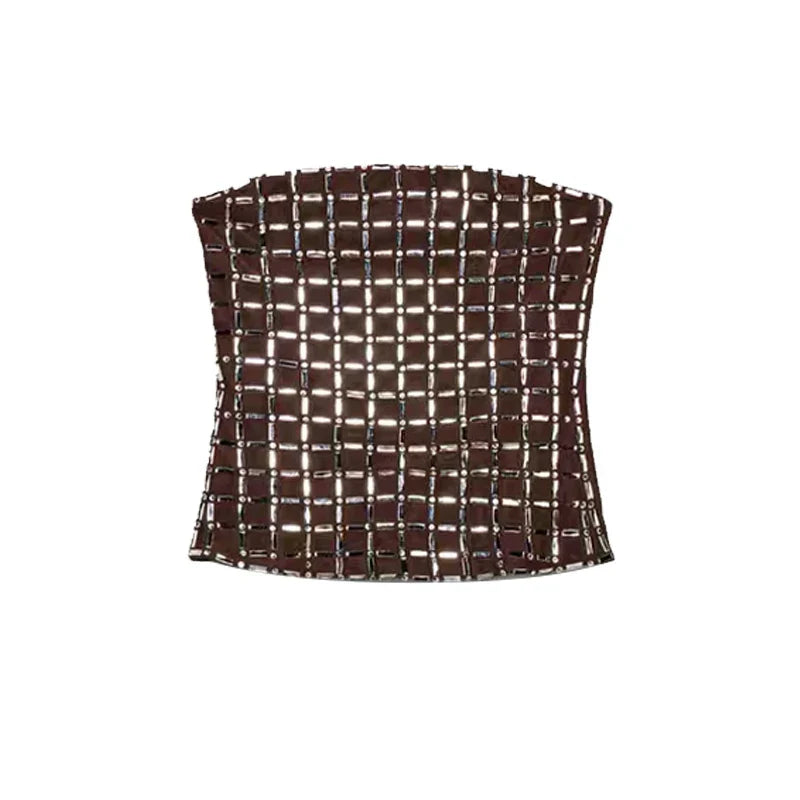 Strapless top/mini skirt/maxi dress/maxi dress with sparkling rhinestones