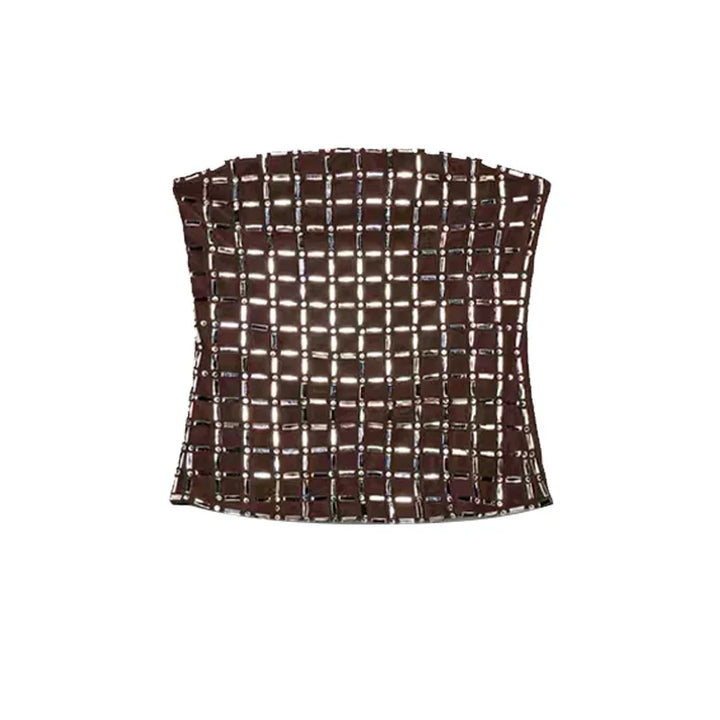 Strapless top/mini skirt/maxi dress/maxi dress with sparkling rhinestones