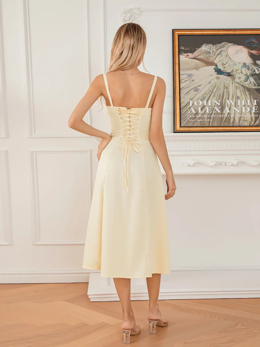 שמלת מידי קיצית בעיצוב כפרי בעיטור שסע - אלדורי