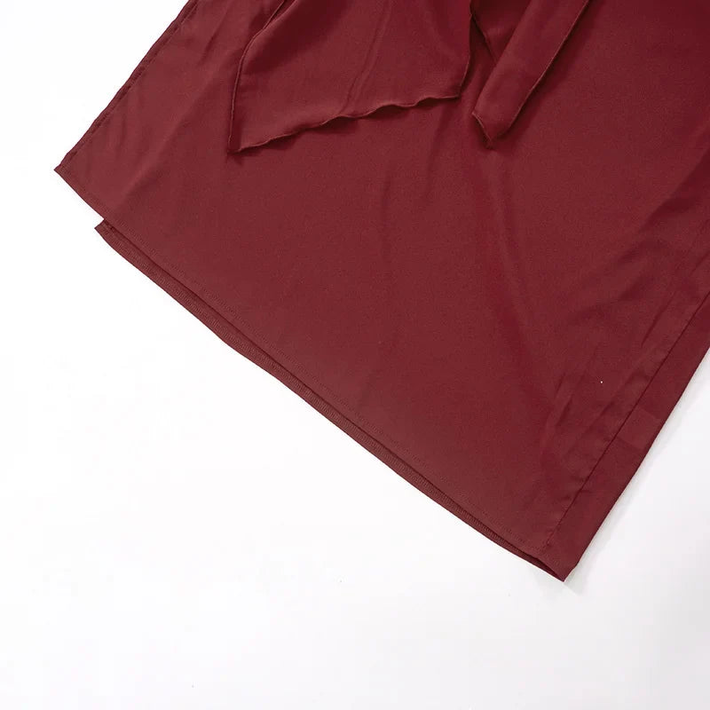 שמלת מקסי בעיצוב שסע ותחרה בעיטור קשירה - WINE