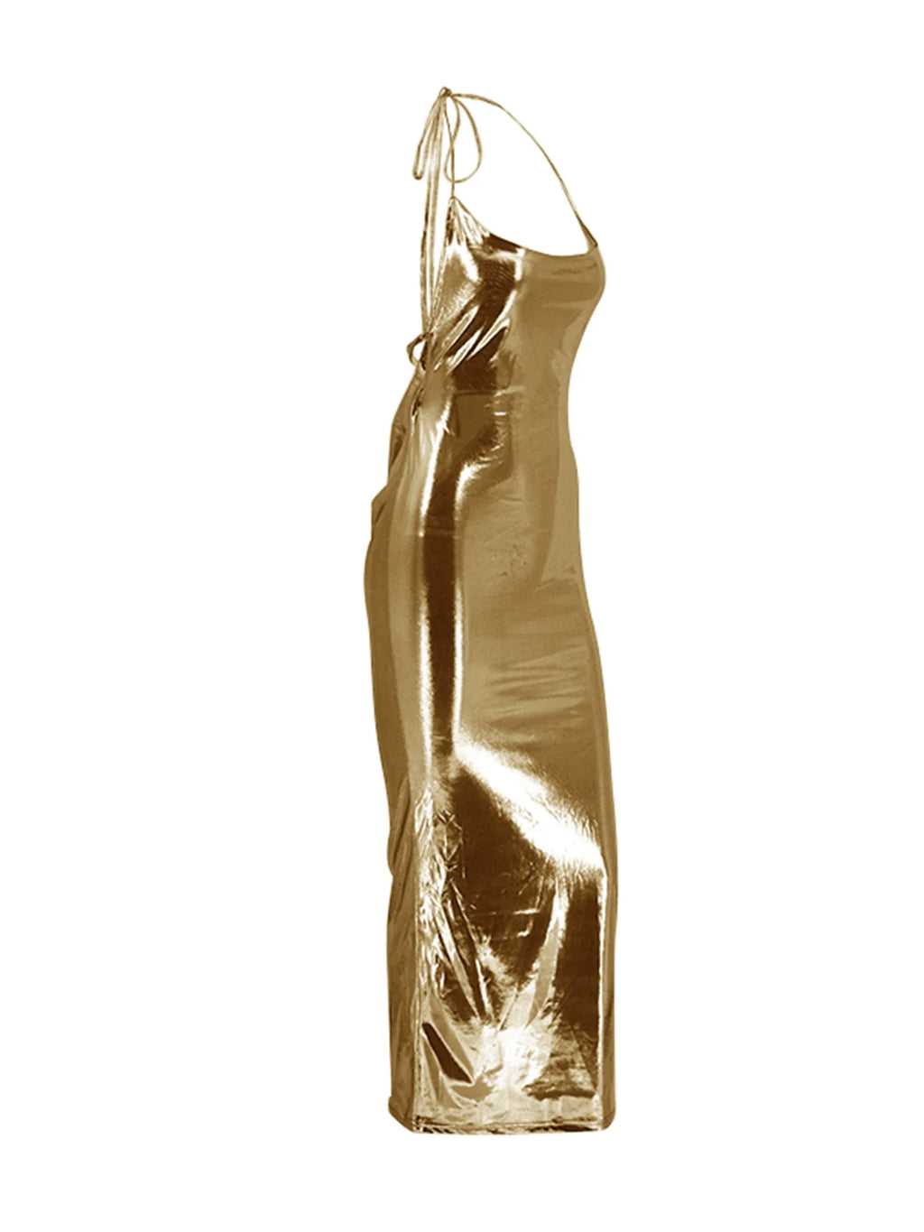 שמלת מקסי גב פתוח סטייל מטאלי - ALEXA