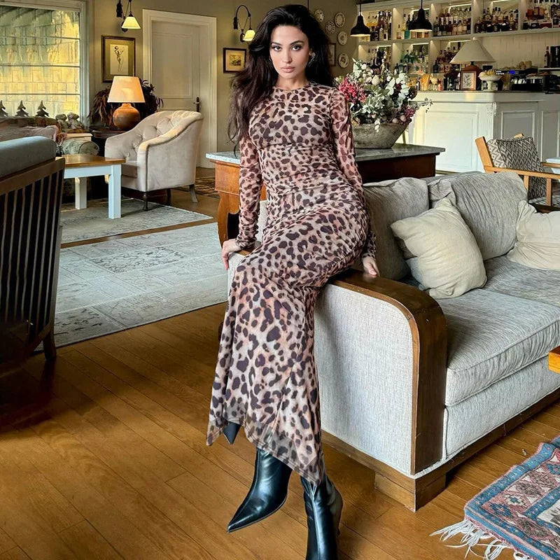 שמלת מקסי שיפון מנומרת - טנזניה