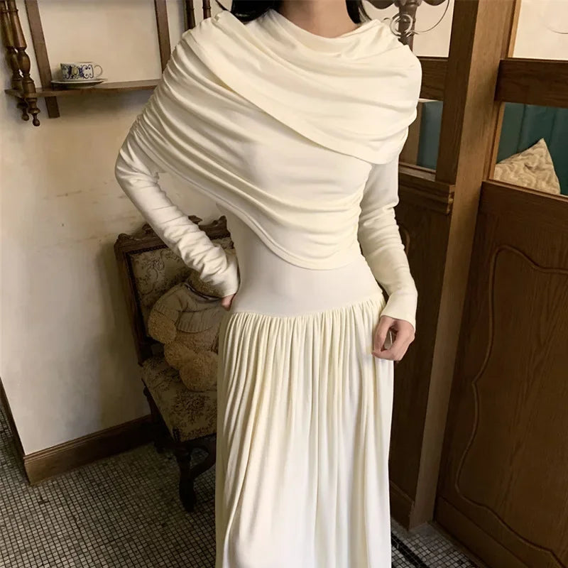 שמלת מקסי ערב בעיצוב קיפולים - שרה