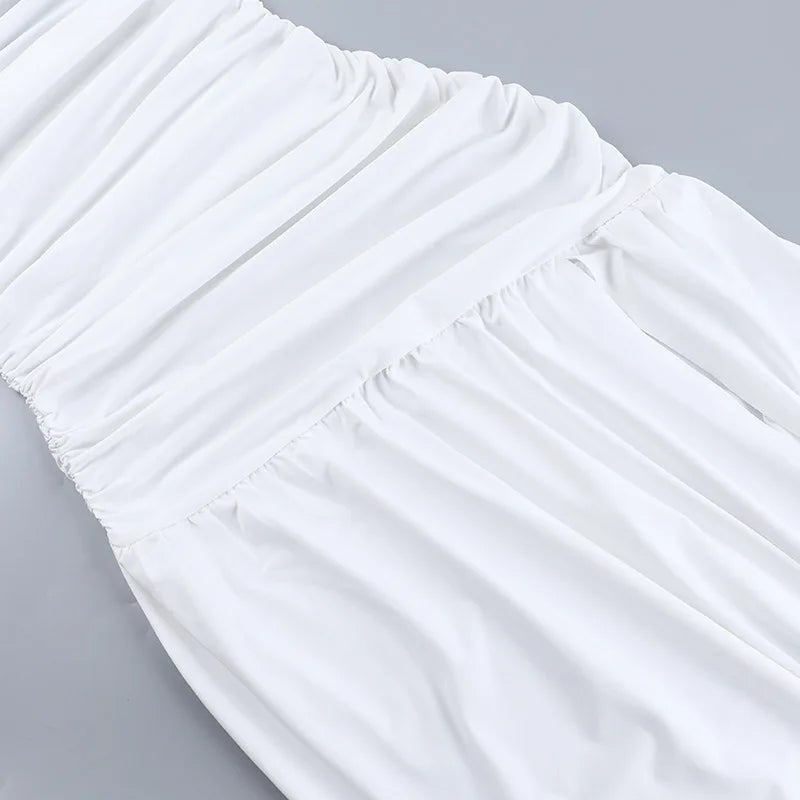 שמלת מקסי כיווצים כתפייה אחת בעיצוב שסע עמוק - אלייז'ה