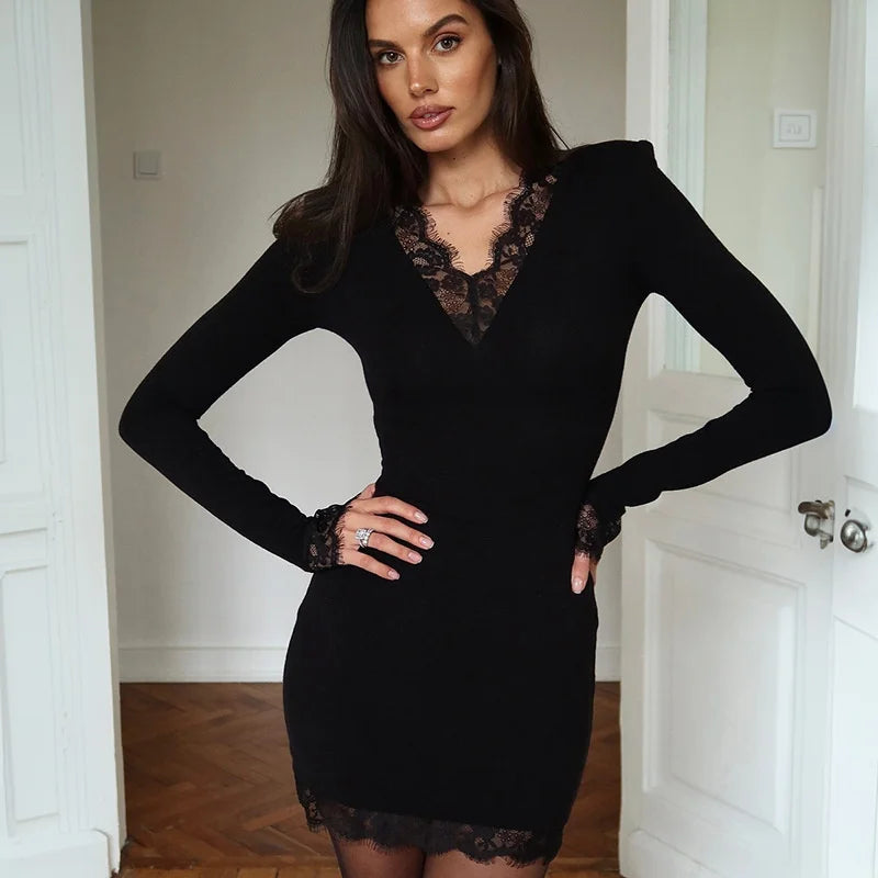 Mini dress with lace trim - MIRAN