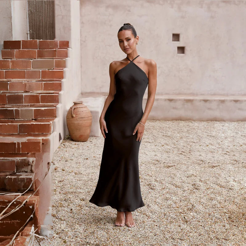 שמלת מקסי סאטן אלגנטית - קלייר