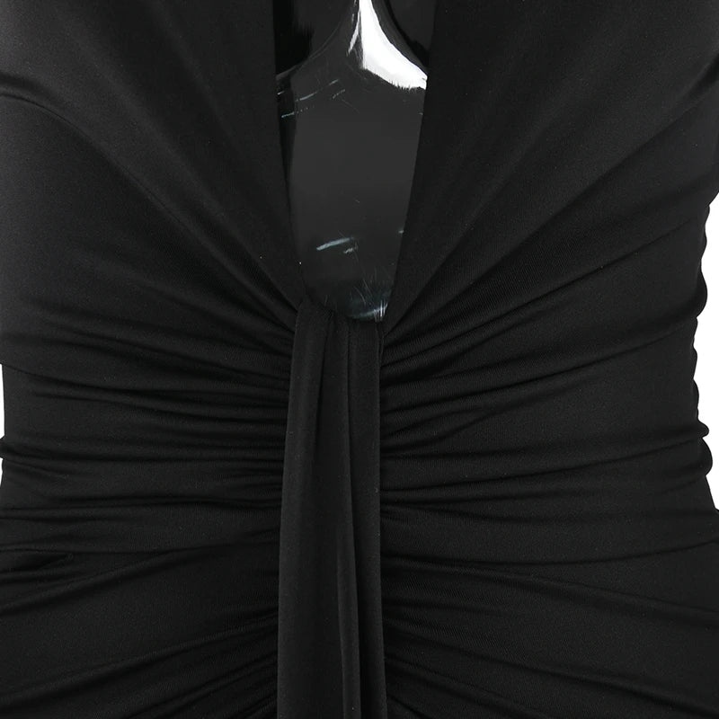 שמלת מקסי בד מחטב ומחמיא בעיצוב כיווצים - מי רן