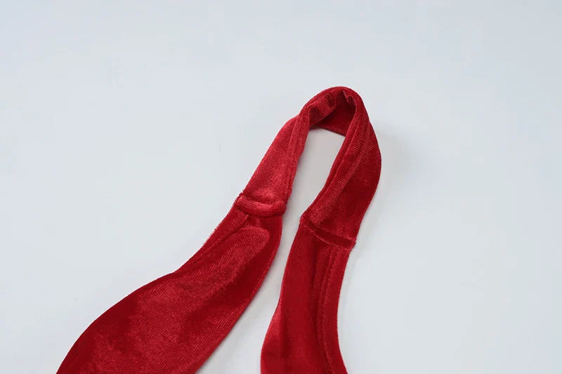 שמלת מקסי קטיפה בעיטור קשירה - מריאנלה