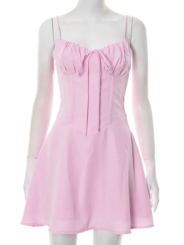 שמלת מיני בגזרת A קשירה בגב להצמדה במותן - נאלה