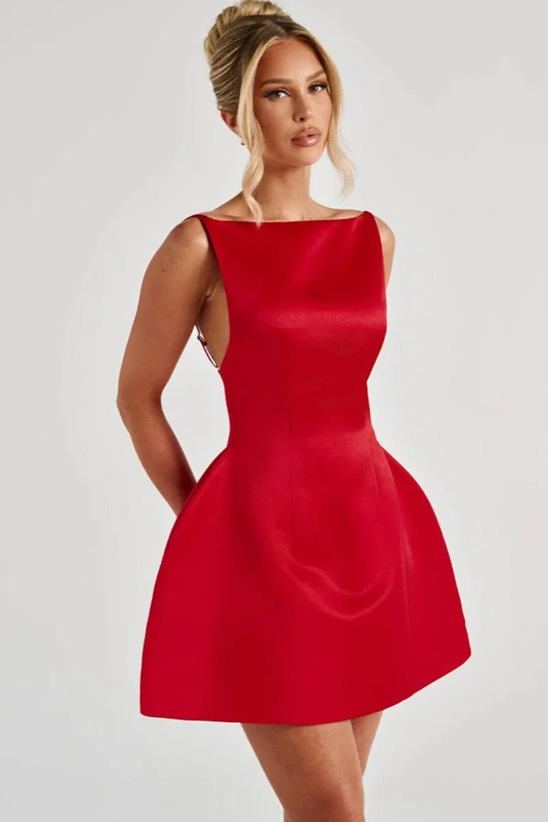 שמלת מיני סאטן בגזרת A - Juniper