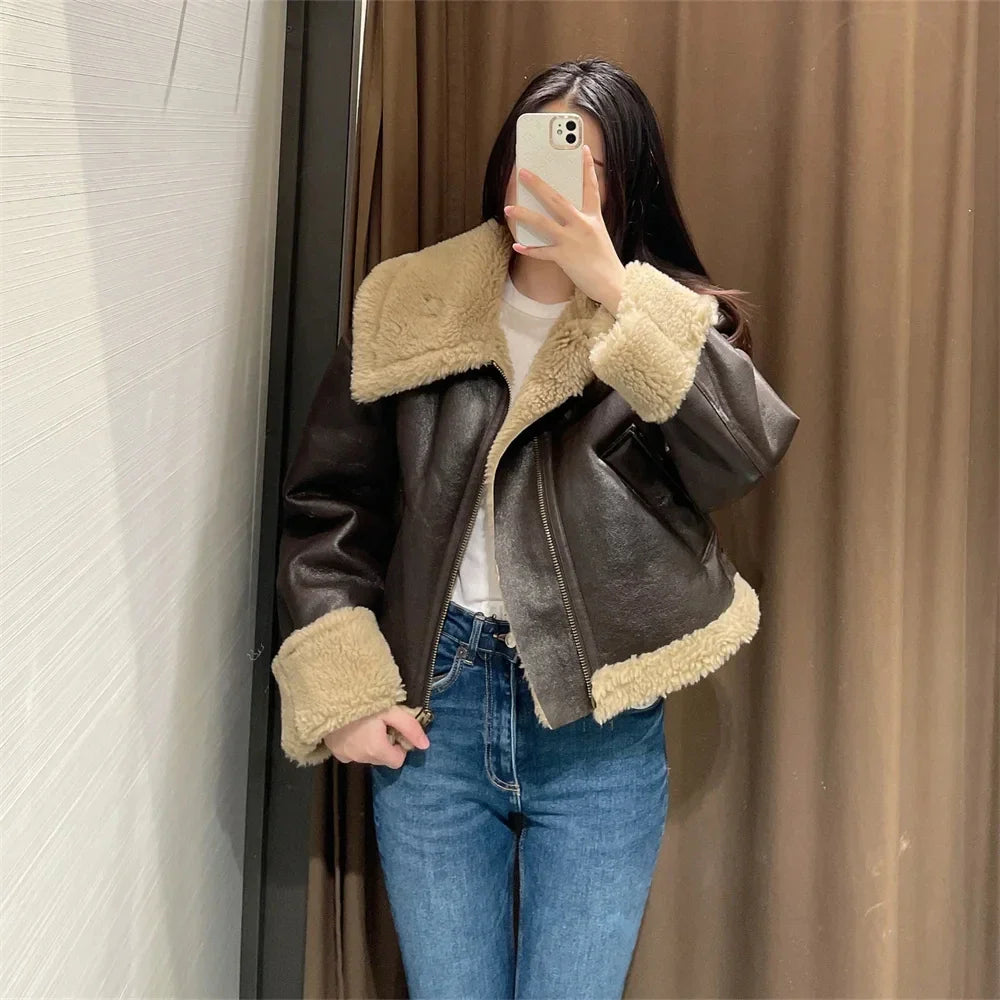 מעיל עור פרווה פנימית - קנדי