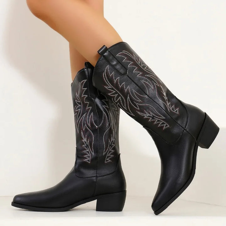 Faux leather cowboy boots with embroidered illustrations - Tennessee