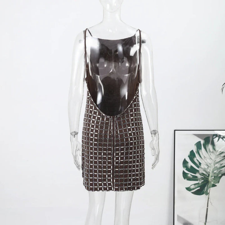 Strapless top/mini skirt/maxi dress/maxi dress with sparkling rhinestones