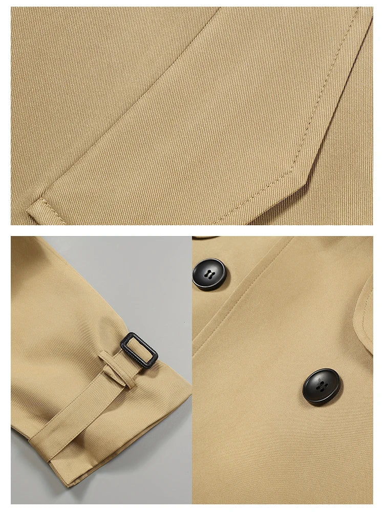 מעיל טרנץ' ארוך בעיטור כפתורים חגורת קשירה - אלן