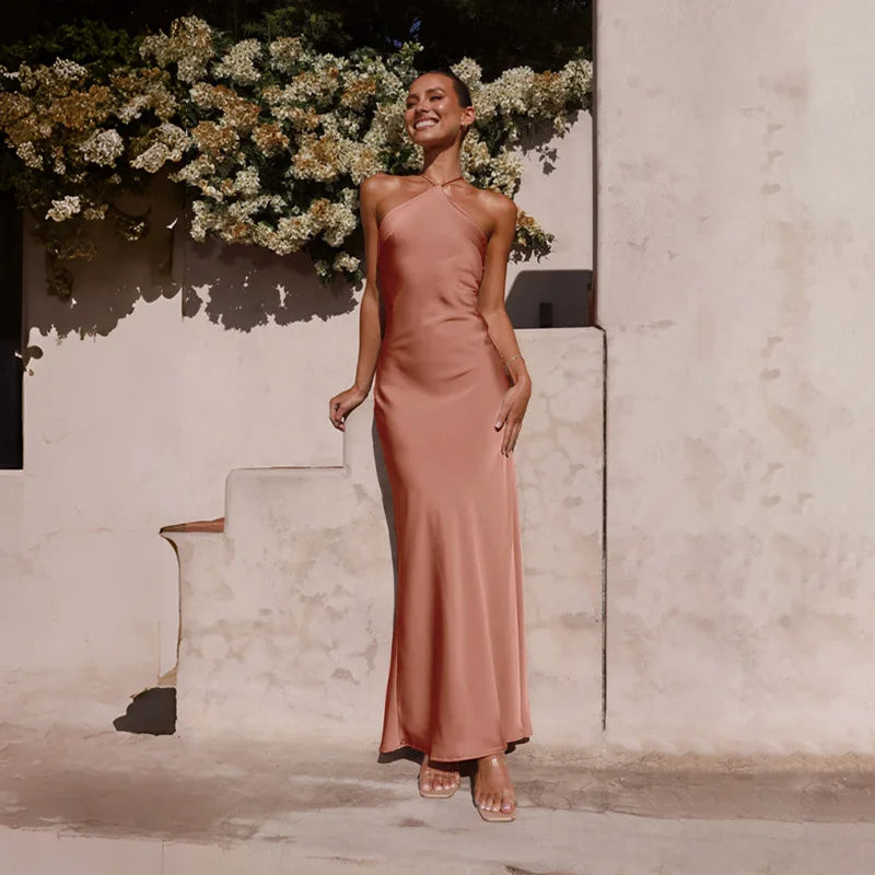 שמלת מקסי סאטן אלגנטית - קלייר