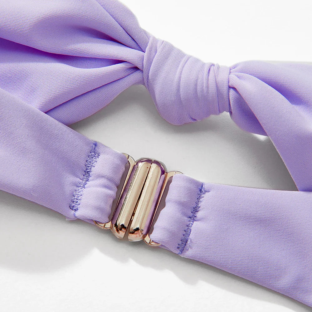 ביקיני תחתון גזרה גבוהה מחטב חזייה בקישוט קשר למראה מוצמד ומורם - שריל