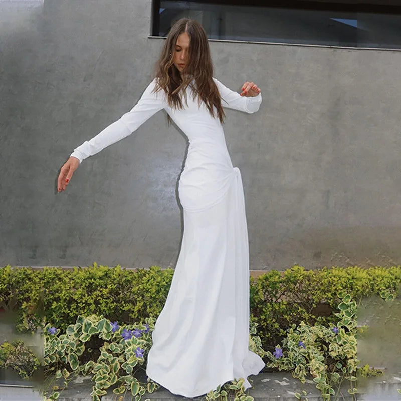 שמלת מקסי צנועה בעיצוב קשירה - מייפל