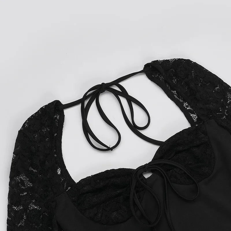 שמלת מקסי בעיצוב שסע ושרוולי תחרה - קלריסה