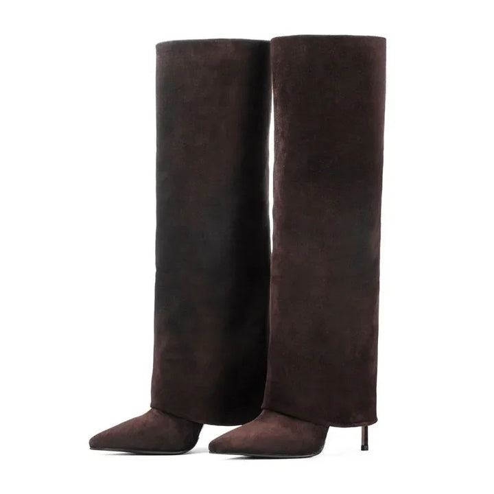 Genuine leather/imitation leather high pointed heel boots - Amaya