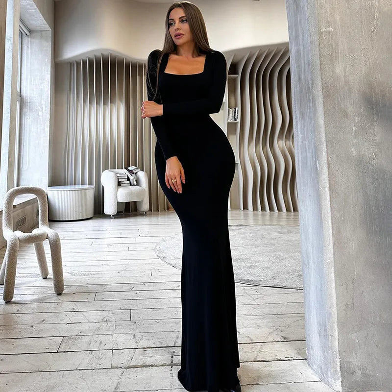 שמלת מקסי בד מחטב קשירה בגב להצמדה במותן - Madeleine