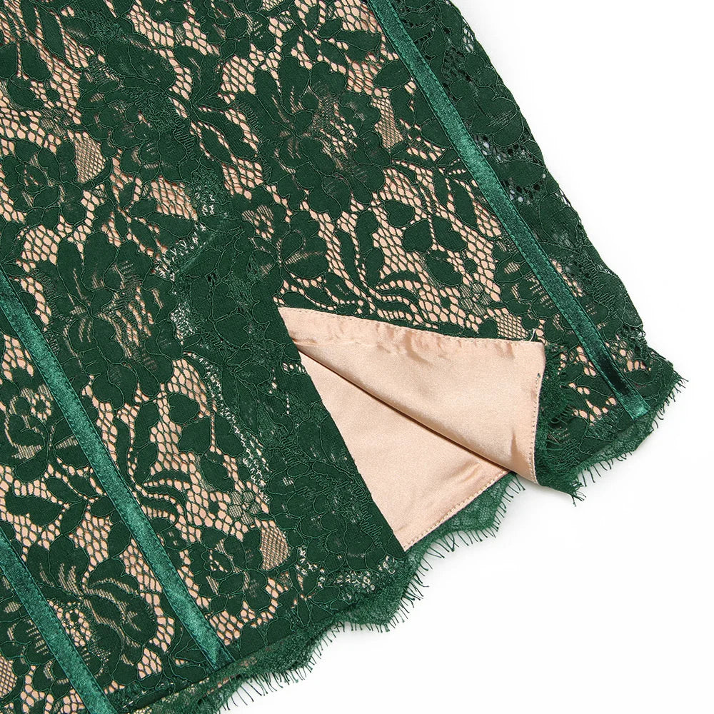 שמלת מידי תחרה בגזרה צמודה - ברברה