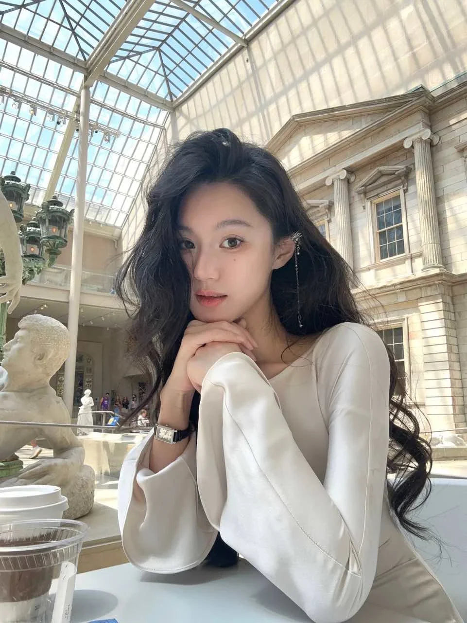 שמלת ערב מקסי סאטן אלגנטית שרוולי פעמון - סהר