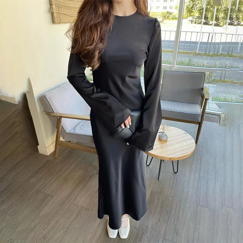 שמלת מקסי סאטן - דקל