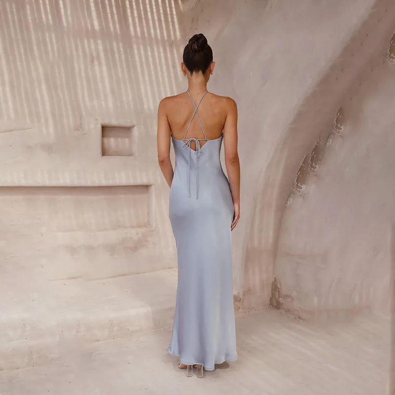 שמלת מקסי סאטן אלגנטית - קלייר