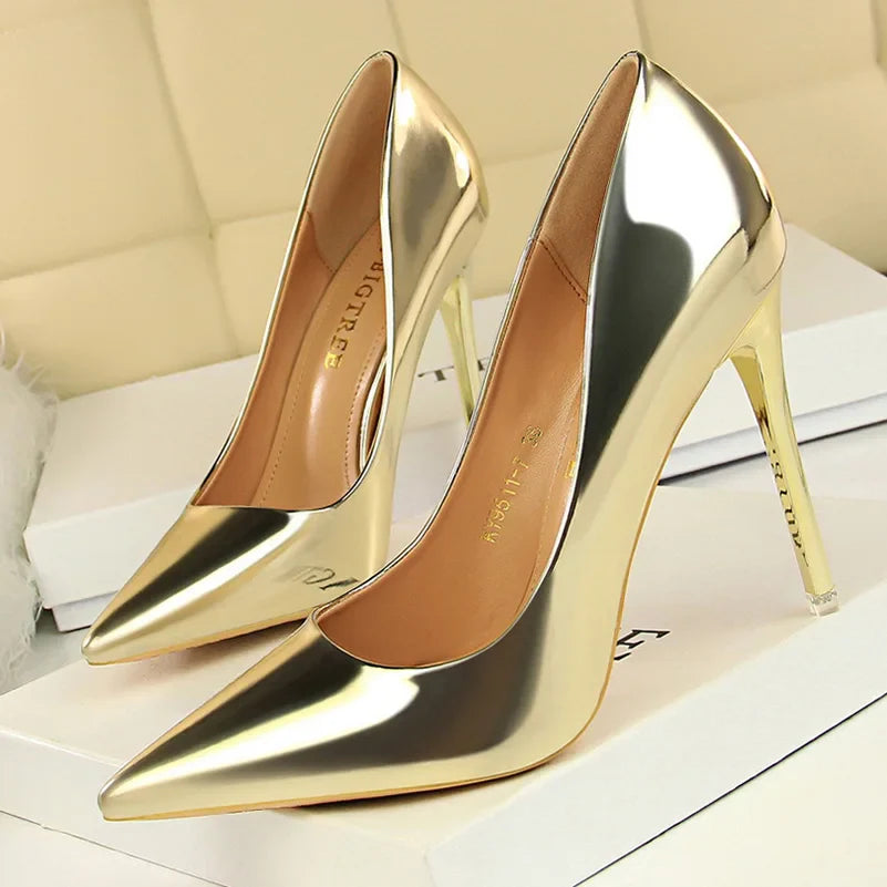 Shiny high heel shoes in various heights - Hailey