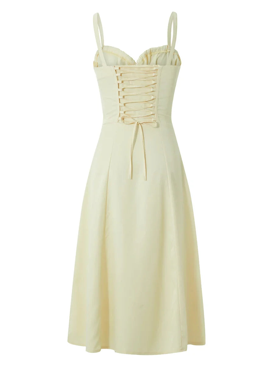 שמלת מידי קיצית בעיצוב כפרי בעיטור שסע - אלדורי