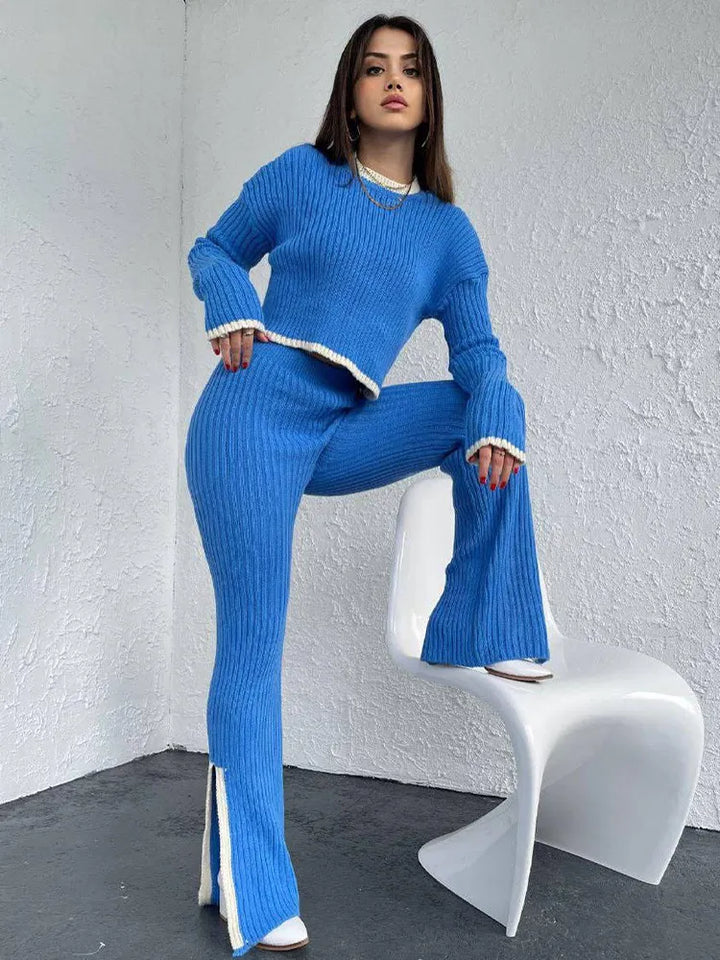 Two-piece knit suit with pants and a shirt - Nora