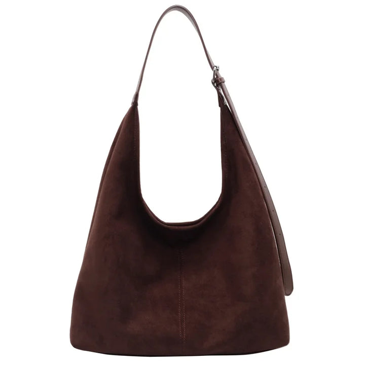 Suede bag with retro design