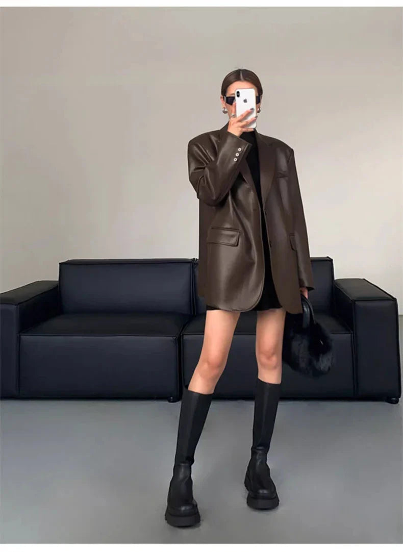 ג'קט עור מחויט - ראשל