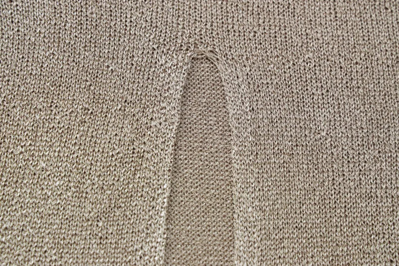 שמלת מקסי נצנצים סרוגה צמודה גב פתוח - Emerald