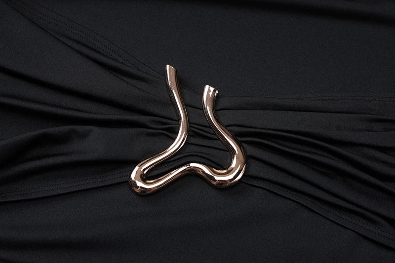 שמלת מקסי בעיטור אבזמים וקיפולים - MELANIE