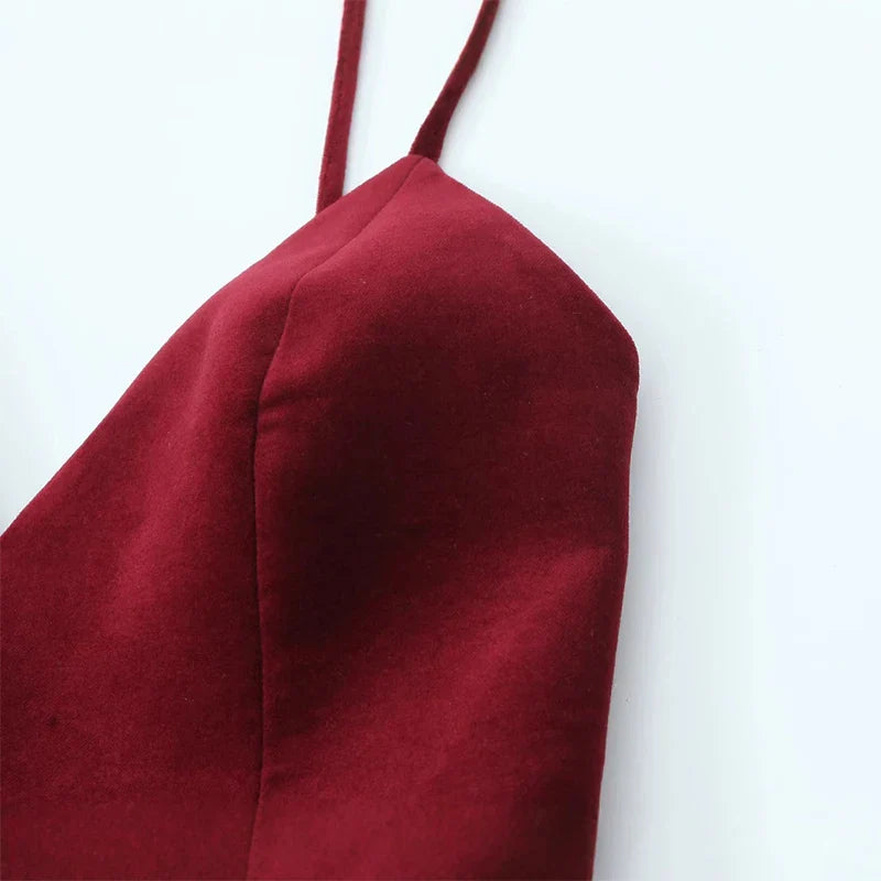 שמלת מיני קטיפה גב פתוח - קלארט