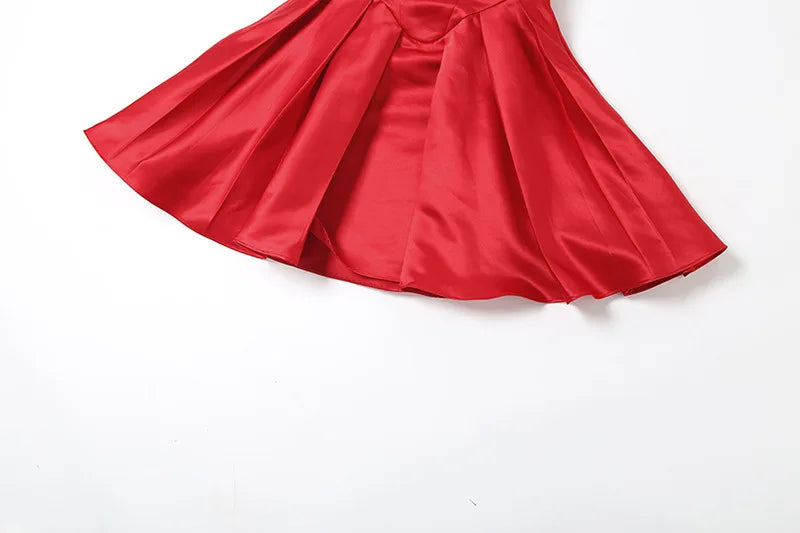 שמלת מיני סטרפלס סאטן בגזרת A בעיטור פפיון בגב - טאיסיה