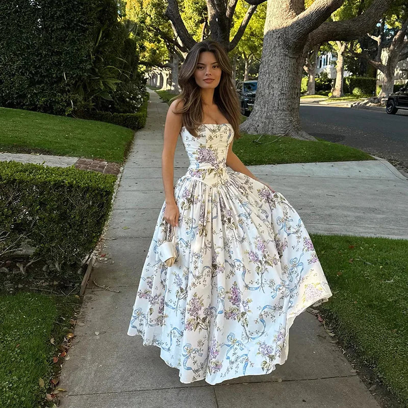 שמלת מקסי פרחונית בגזרת A - ונציה