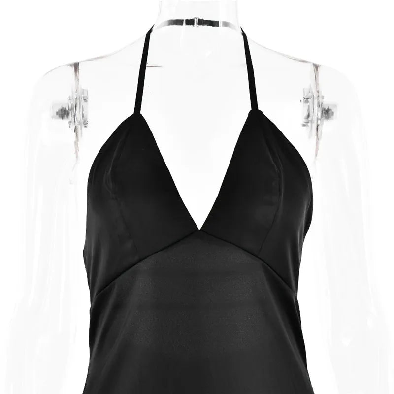 שמלת מקסי סאטן מחשוף V בגזרת בת ים - נטליה