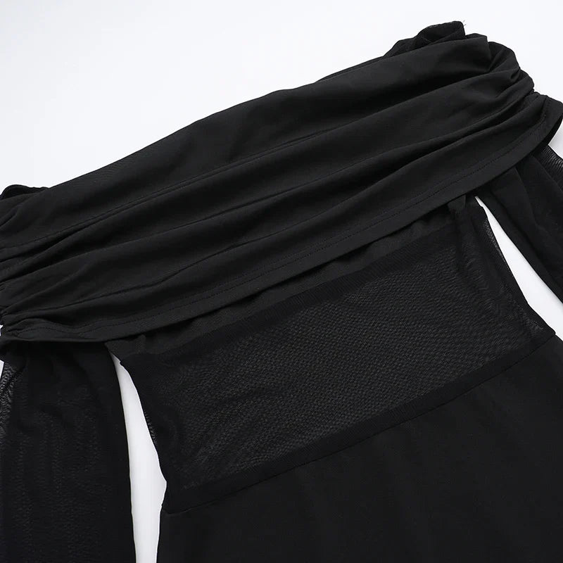 שמלת מקסי כתפיים חשופות בעיצוב רשת - קסניה