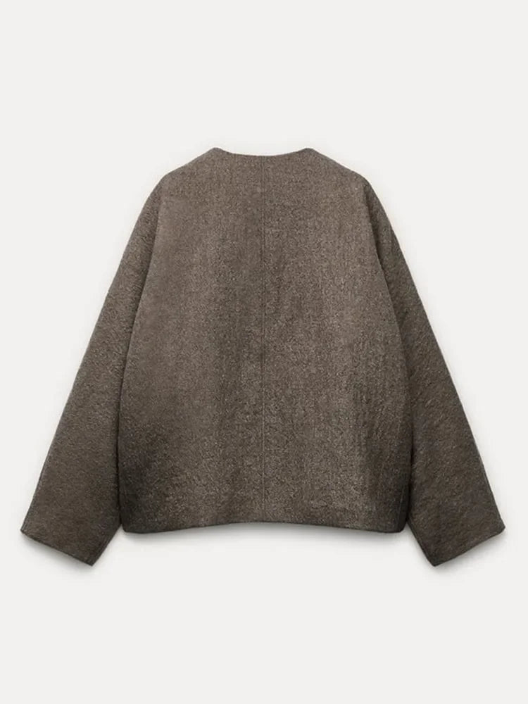 ג'קט צמר קצר סגירת כפתורים - לילי