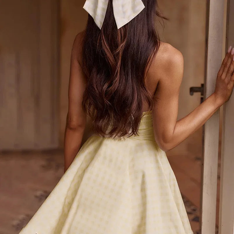 שמלת מיני בגזרת A קשירה בצוואר - נלי