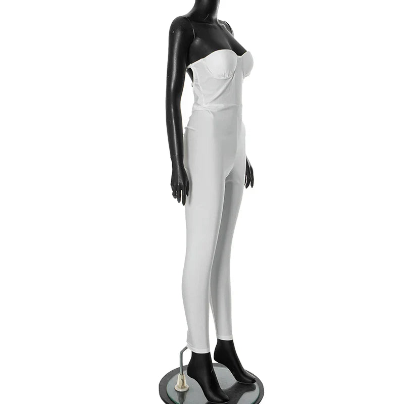 אוברול סטרפלס בד מבריק ומחטב - Lorelai