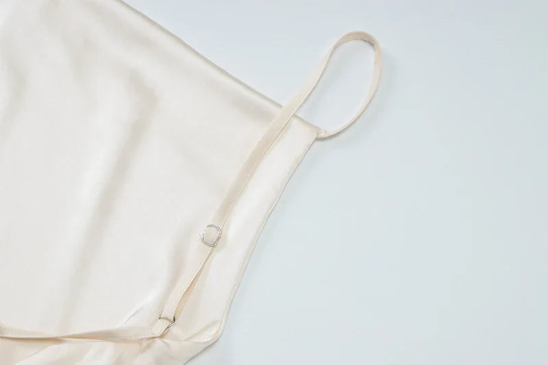 שמלת מקסי סאטן בעיטור שיפון גב פתוח - גרייסי