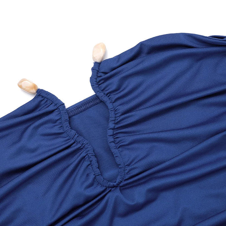 Strapless mini dress in a pleated satin design with buckle decoration - Easy