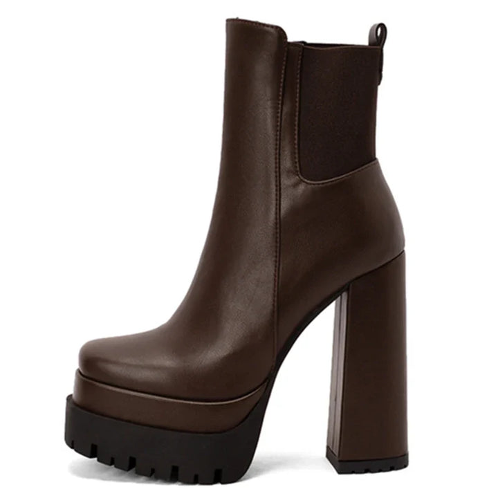 Faux leather platform heel boots - Cher