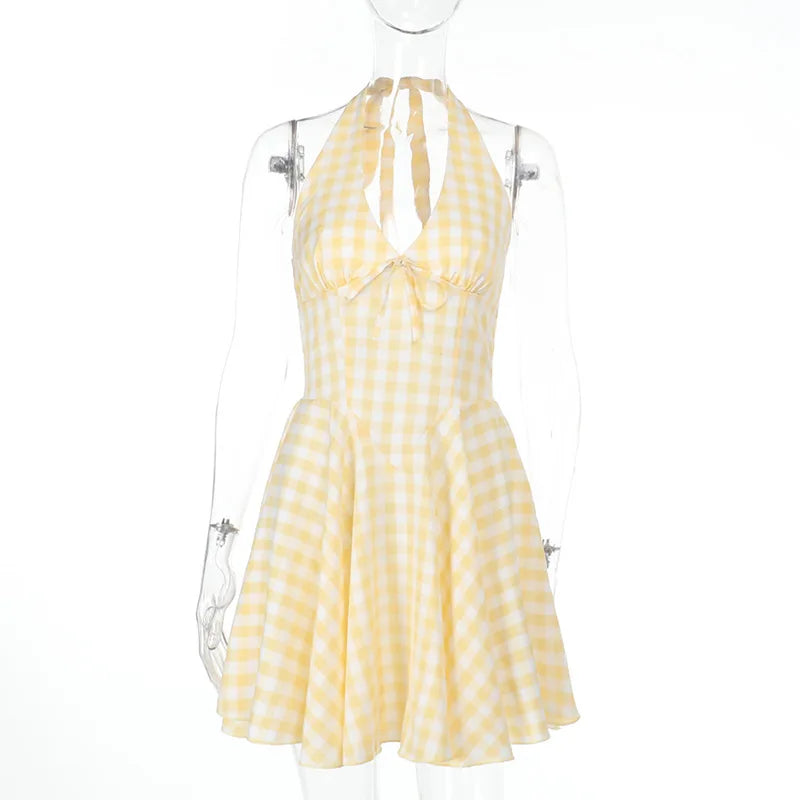 שמלת מיני בגזרת A קשירה בצוואר - נלי