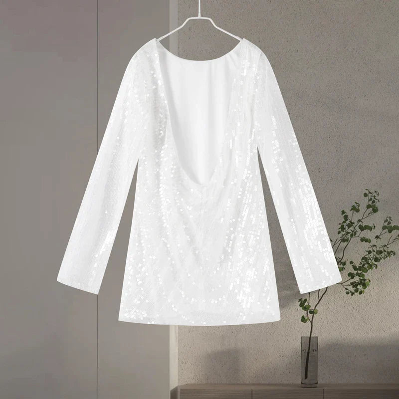 שמלת מיני פייטים גב פתוח - SOL