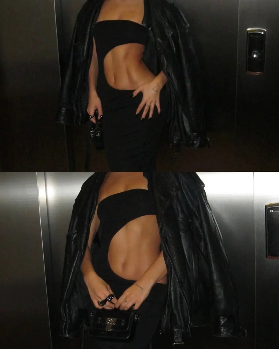 שמלת מידי סטרפלס בטן חשופה - ראיין