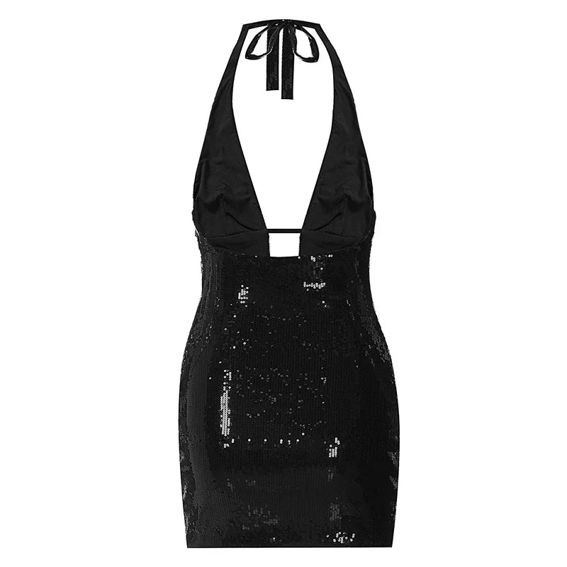 שמלת מיני פייטים צמודה גב פתוח - טייארה